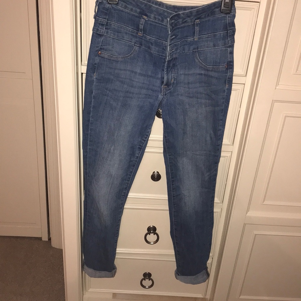 High waisted denim skinny jeans